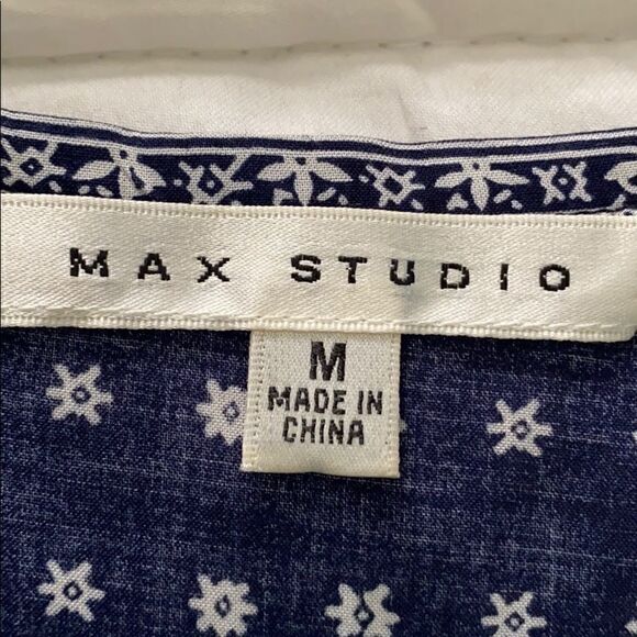 Max Studio sleeveless tunic top Navy/White print M - Picture 6 of 8